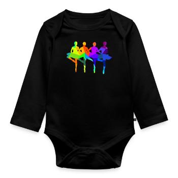 Ballett Tanzen Regenbogen Polygon Sport - Baby Bio-Langarm-Body - Schwarz - Vorne
