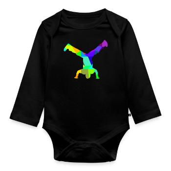 Breakdance Rainbow Colors Polygon Sport - Organic Longsleeve Baby Bodysuit - black - Front