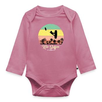Kite Surfing Surfer Vintage Retro Sunset - Organic Longsleeve Baby Bodysuit - mauve - Front