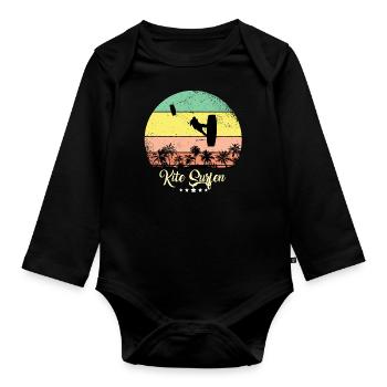 Kite Surfing Surfer Vintage Retro Sunset - Organic Longsleeve Baby Bodysuit - black - Front