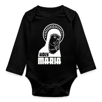 Holy Mary - Organic Longsleeve Baby Bodysuit - black - Front