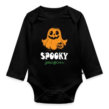 Spooky Season Halloween - Baby Bio-Langarm-Body - Schwarz - Vorne
