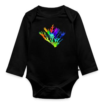 Océan Corail Arc-en-ciel Animaux Polygone - Body Bébé bio manches longues - noir - Devant