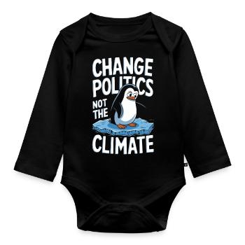 Changez les politiques pas le climat - Body Bébé bio manches longues - noir - Devant