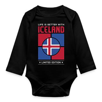 Islande - Body Bébé bio manches longues - noir - Devant