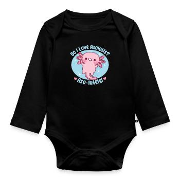 Mignon Est-ce que j’aime les axolotls Jeu de mots incroyablement drôle - Body Bébé bio manches longues - noir - Devant