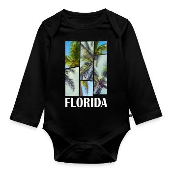 Florida USA Miami America Summer Palm Trees Beach - Organic Longsleeve Baby Bodysuit - black - Front