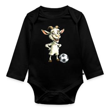Football de chèvre - Body Bébé bio manches longues - noir - Devant