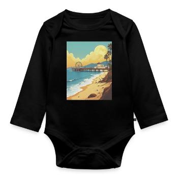 Santa Monica Vibes - Organic Longsleeve Baby Bodysuit - black - Front