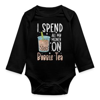 Bubble Tea Süß - Baby Bio-Langarm-Body - Schwarz - Vorne