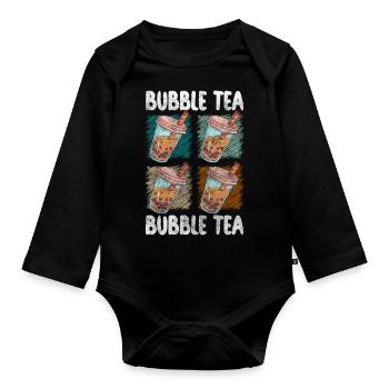 Bubble Tea Taïwan Sirop Rafraîchissement - Body Bébé bio manches longues - noir - Devant
