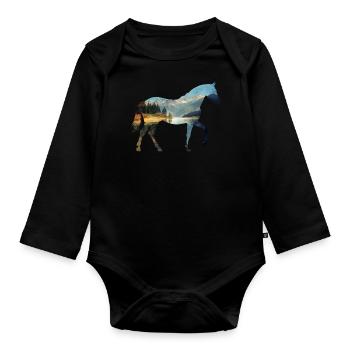 Cavalier Cheval - Body Bébé bio manches longues - noir - Devant