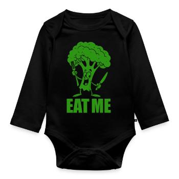 Broccoli - Eat me - Vegetables, vegan - Organic Longsleeve Baby Bodysuit - black - Front