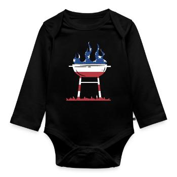 Griller Drapeau Américain Grillades - Body Bébé bio manches longues - noir - Devant