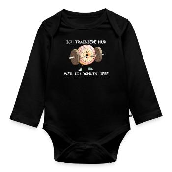 Beignet de bodybuilder - Body Bébé bio manches longues - noir - Devant