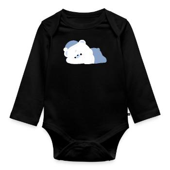 Tired Polar Bear - Organic Longsleeve Baby Bodysuit - black - Front