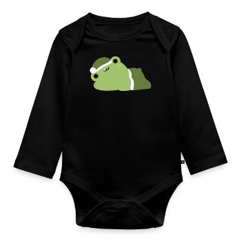 Grenouille fatiguée - Body Bébé bio manches longues - noir - Devant