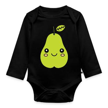 Pear - Organic Longsleeve Baby Bodysuit - black - Front