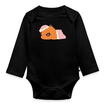 Tired German Shepherd - Organic Longsleeve Baby Bodysuit - black - Front