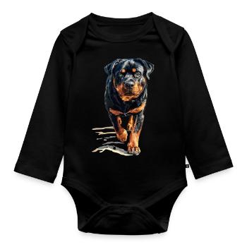 Rottweiler - Baby Bio-Langarm-Body - Schwarz - Vorne