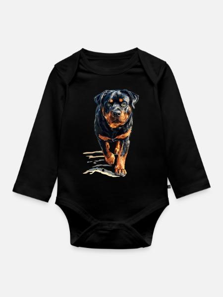 Rottweiler - Baby Bio-Langarm-Body - Schwarz