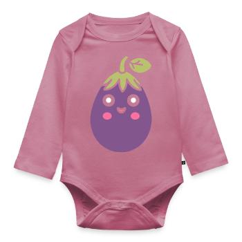 Aubergine - Body Bébé bio manches longues - mauve - Devant