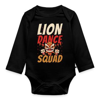 Escouade de danse du lion Nouvel An chinois - Body Bébé bio manches longues - noir - Devant