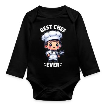 Bester Koch aller Zeiten - Baby Bio-Langarm-Body - Schwarz - Vorne