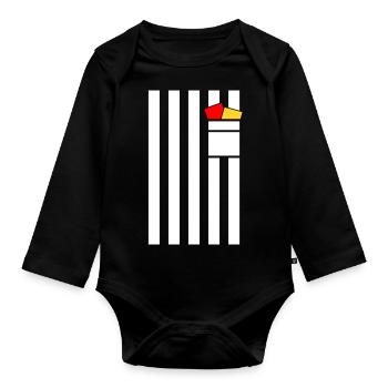 Referee Costume Football Carnival - Organic Longsleeve Baby Bodysuit - black - Front