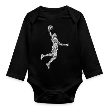 Joueur de basket-ball Empreinte digitale du joueur de basket-ball - Body Bébé bio manches longues - noir - Devant