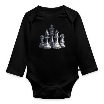 Schach - Baby Bio-Langarm-Body - Schwarz - Vorne