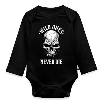 Skull Skull Skeleton Motorcycle Biker Gang - Organic Longsleeve Baby Bodysuit - black - Front