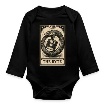 Data Hoarding Tarot – Das Byte - Baby Bio-Langarm-Body - Schwarz - Vorne