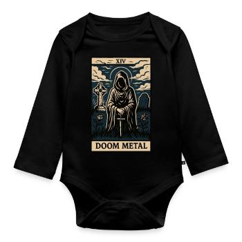 Doom Metal Tarotkarte – Schatten, Zauberei & Solitud - Baby Bio-Langarm-Body - Schwarz - Vorne