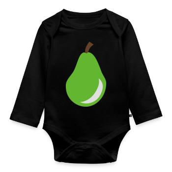 Birne - Obst - Baby Bio-Langarm-Body - Schwarz - Vorne