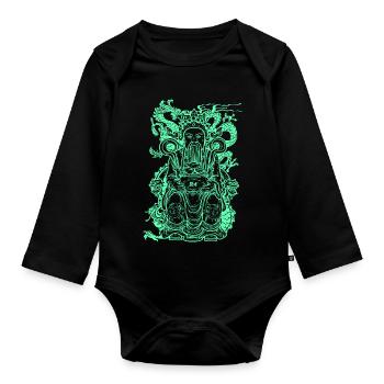 Buddha Figur - Baby Bio-Langarm-Body - Schwarz - Vorne