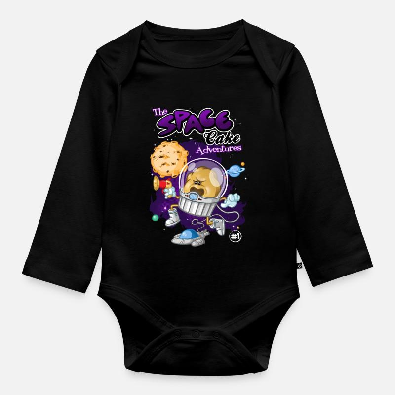 Space cake - Organic Longsleeve Baby Bodysuit - black