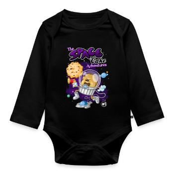 Space cake - Organic Longsleeve Baby Bodysuit - black - Front