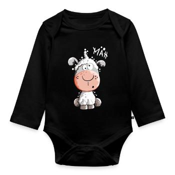 Drolliges Schaf - Schafe - Lamm - Fun - Baby Bio-Langarm-Body - Schwarz - Vorne