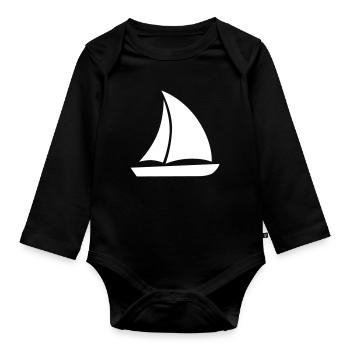 sailboat - Organic Longsleeve Baby Bodysuit - black - Front