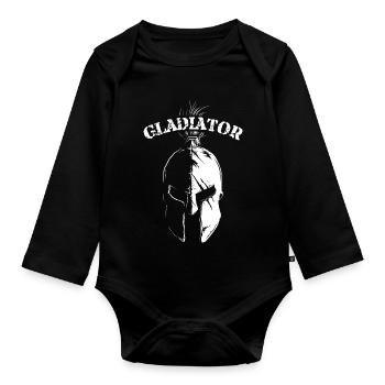 Gladiator Helm 300 Fighter Geschichte Römer Symbol - Baby Bio-Langarm-Body - Schwarz - Vorne
