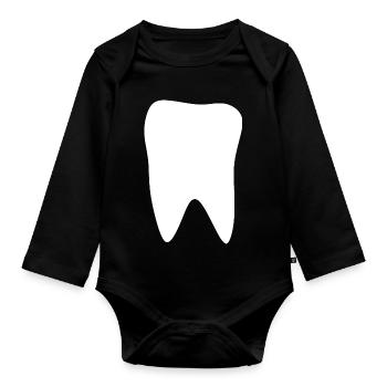 Tooth, Teeth, Dentist - Organic Longsleeve Baby Bodysuit - black - Front