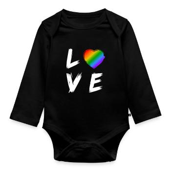 Love saying transgender LGBT gift rights - Organic Longsleeve Baby Bodysuit - black - Front