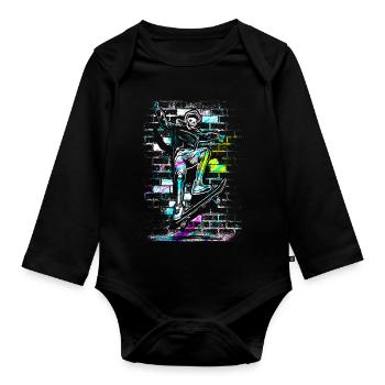 Skate - Skateboard - Skater Skull - Organic Longsleeve Baby Bodysuit - black - Front