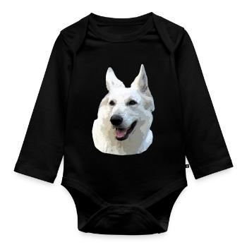 White Shepherd - Organic Longsleeve Baby Bodysuit - black - Front