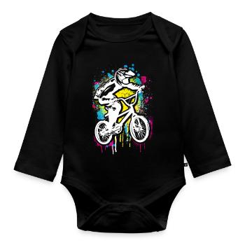 Bmx Graffiti | Bmx Fahrrad Fahrer Streetart - Baby Bio-Langarm-Body - Schwarz - Vorne