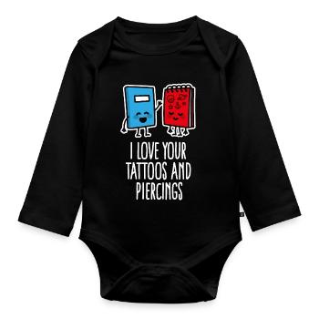Funny Piercing Tattoo Tattoo Tattoo Artist - Organic Longsleeve Baby Bodysuit - black - Front