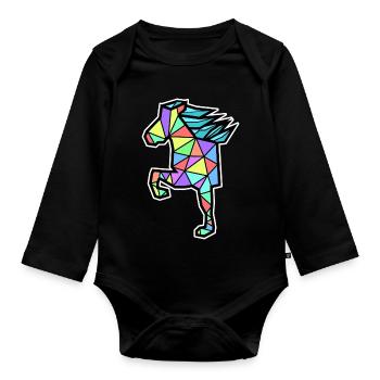 Ross Polygon Islandpferde Isländer Pferdenarr - Baby Bio-Langarm-Body - Schwarz - Vorne