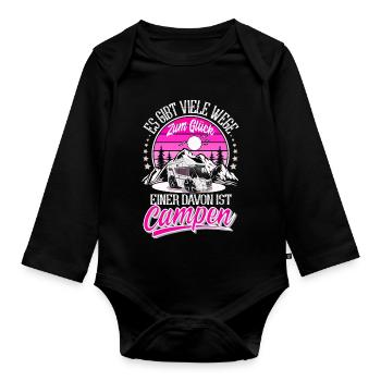 Camping Camper Campen - Baby Bio-Langarm-Body - Schwarz - Vorne