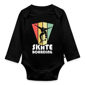 skateboarding classic retro vintage skater skate - Baby Bio-Langarm-Body - Schwarz - Vorne